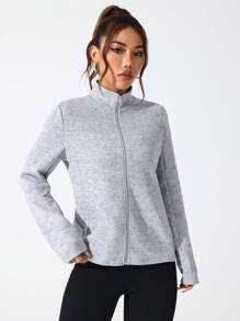 EquiChic Sport Studio Sport Jacket Casual Comfortable Solid Color Stand Collar Light Grey