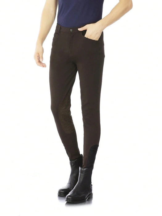 EquiRogue Riding Breeches Aoud Coffee Mens Soft Breathable Half Breeches Equestrian Pants Half Silicone