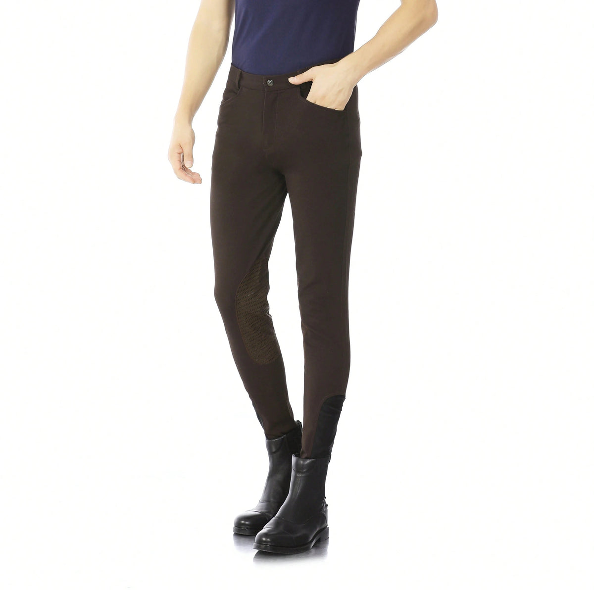 EquiRogue Riding Breeches Aoud Coffee Mens Soft Breathable Half Breeches Equestrian Pants Half Silicone