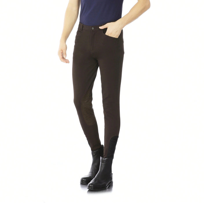 EquiRogue Riding Breeches Aoud Coffee Mens Soft Breathable Half Breeches Equestrian Pants Half Silicone