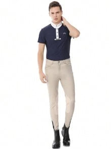 EquiRogue Riding Breeches Aoud Soft Breathable Half Breeches Equestrian Pants  Beige Half Silicone