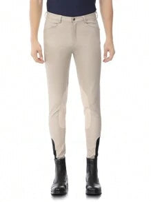 EquiRogue Riding Breeches Aoud Soft Breathable Half Breeches Equestrian Pants  Beige Half Silicone