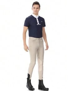 EquiRogue Riding Breeches Aoud Soft Breathable Half Breeches Equestrian Pants  Beige Half Silicone
