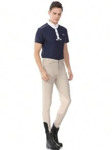EquiRogue Riding Breeches Aoud Soft Breathable Half Breeches Equestrian Pants  Beige Half Silicone