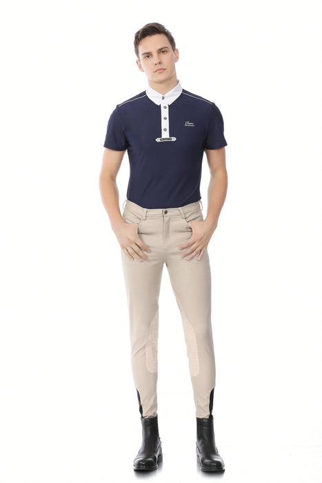 EquiRogue Riding Breeches Aoud Soft Breathable Half Breeches Equestrian Pants  Beige Half Silicone