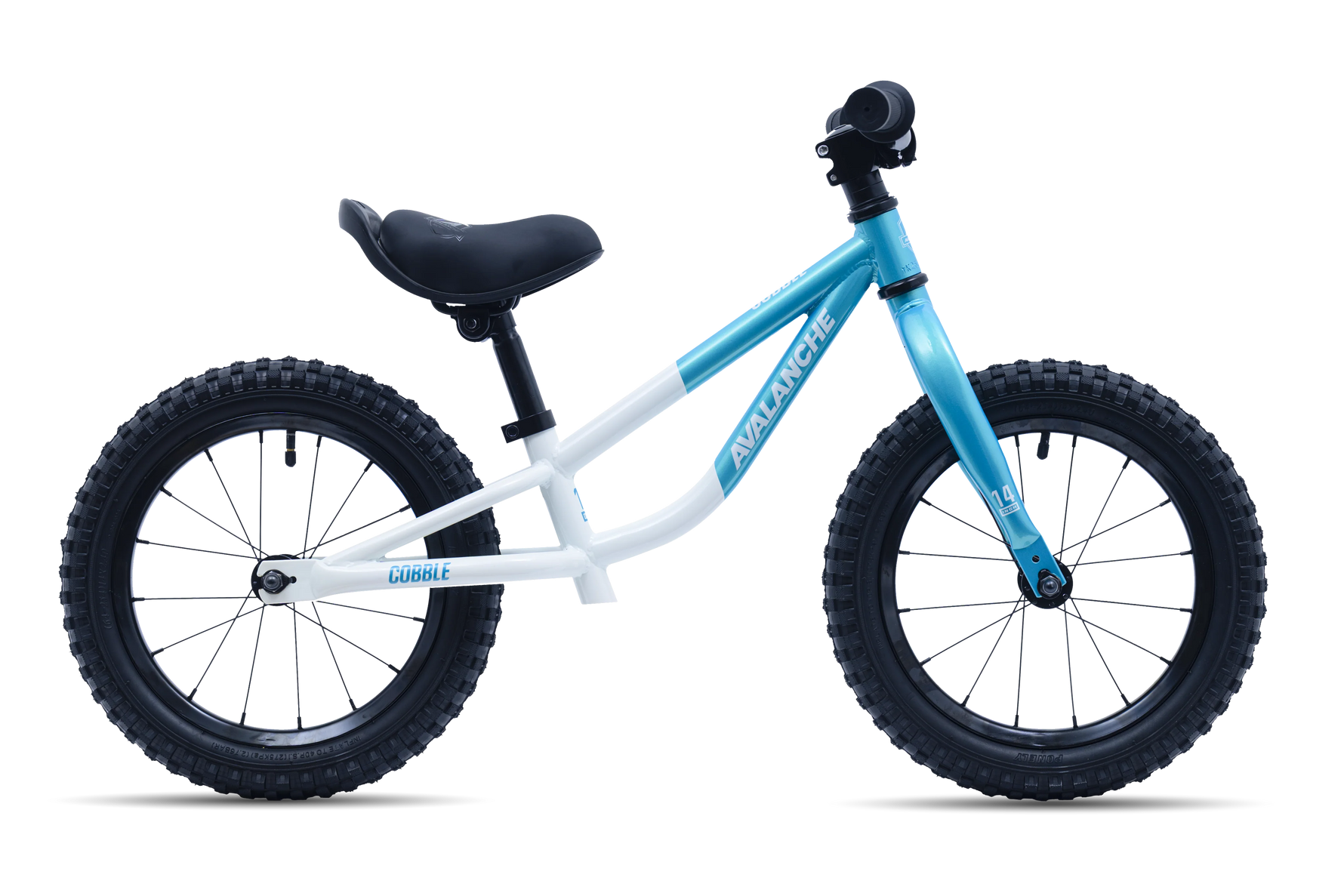 Avalanche Cobble Balance Bike 14 Inch Boys Turquoise | White