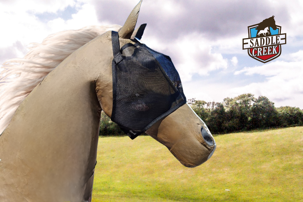 Fly Mask without ear and nose cover stiff mesh Black