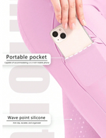 EquiChic Women's Pink Equestrian Pants, Full Silicone Non-Slip