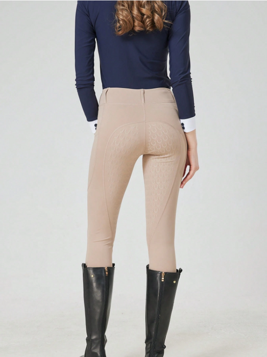 EquiChic Women's Khaki Slim-Fit Thin Summer Equestrian Riding Pants