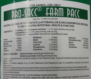 Prosacc farm pac yeast 25kg