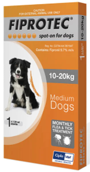 FIPROTEC DOG 10-20KG (MED)(ORANGE)