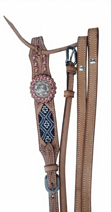 Bronco Western Bridle Beaded and Stones With Reins