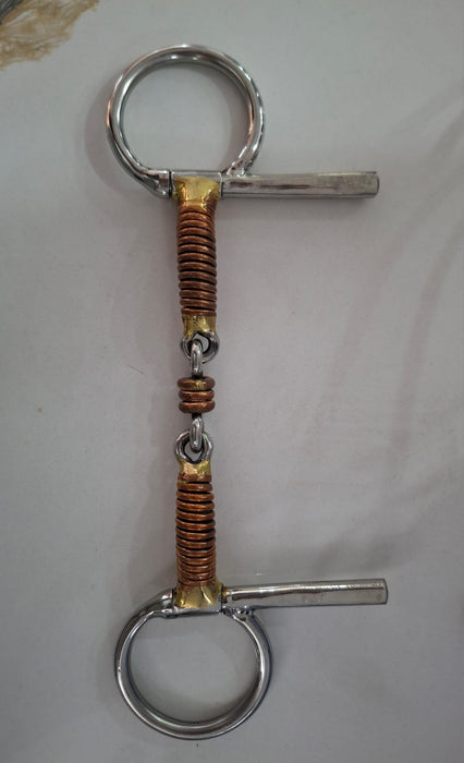 Bit Driving snaffle with roller and half spoon sides