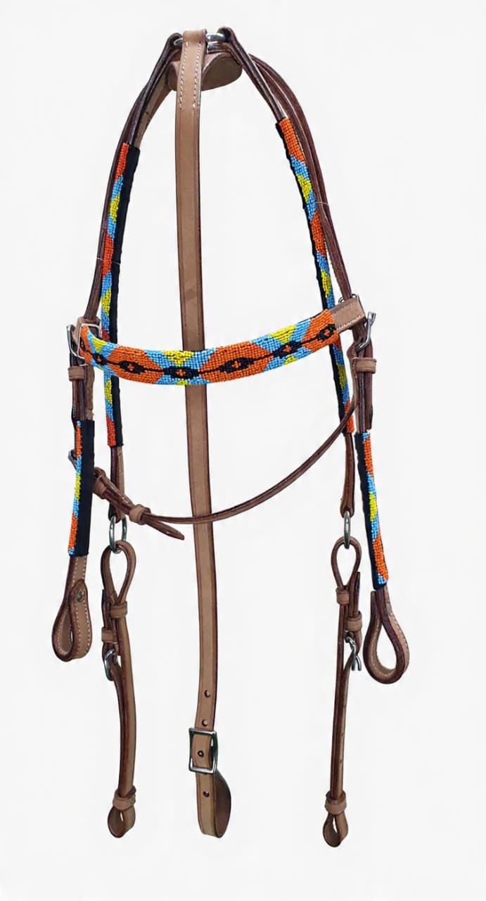 Bridle Western Headstall Beaded with Breast Plate