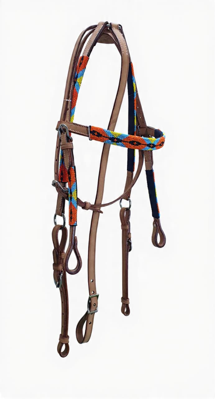 Bridle Western Headstall Beaded with Breast Plate