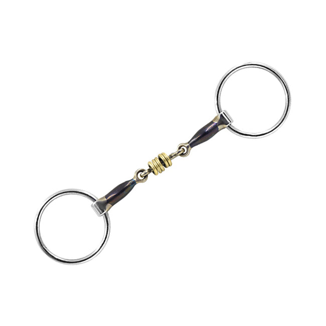 Bit 5 Ring Snaffle Sweet Iron with Brass Rollers