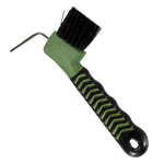 Show time soft touch hoof pick with brush. Black with different colors