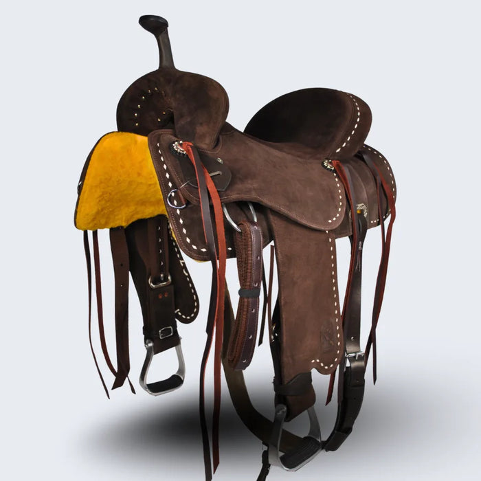 The Ace-High Suede Barrel Racer Western Saddle