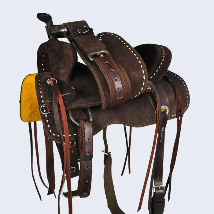 The Ace-High Suede Barrel Racer Western Saddle