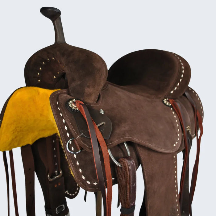 The Ace-High Suede Barrel Racer Western Saddle