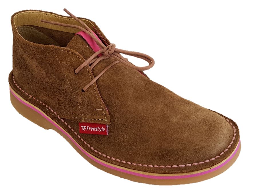 Hunter Retro Suede Beige | Pink Vellie veldskoen