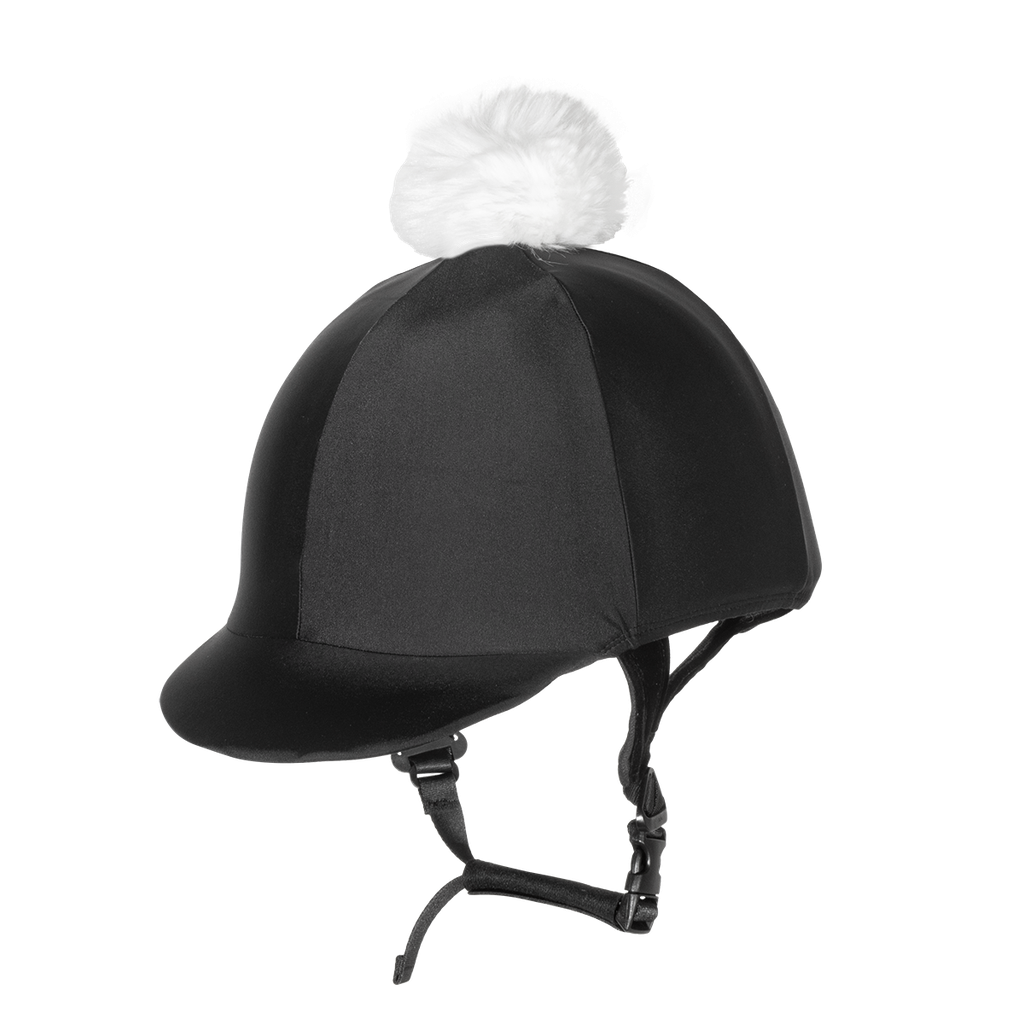 Equistyle Lycra Helmet Cover with faux Fur Pom
