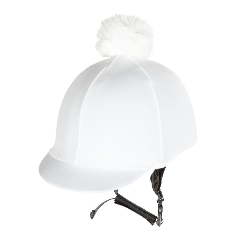 Equistyle Lycra Helmet Cover with faux Fur Pom