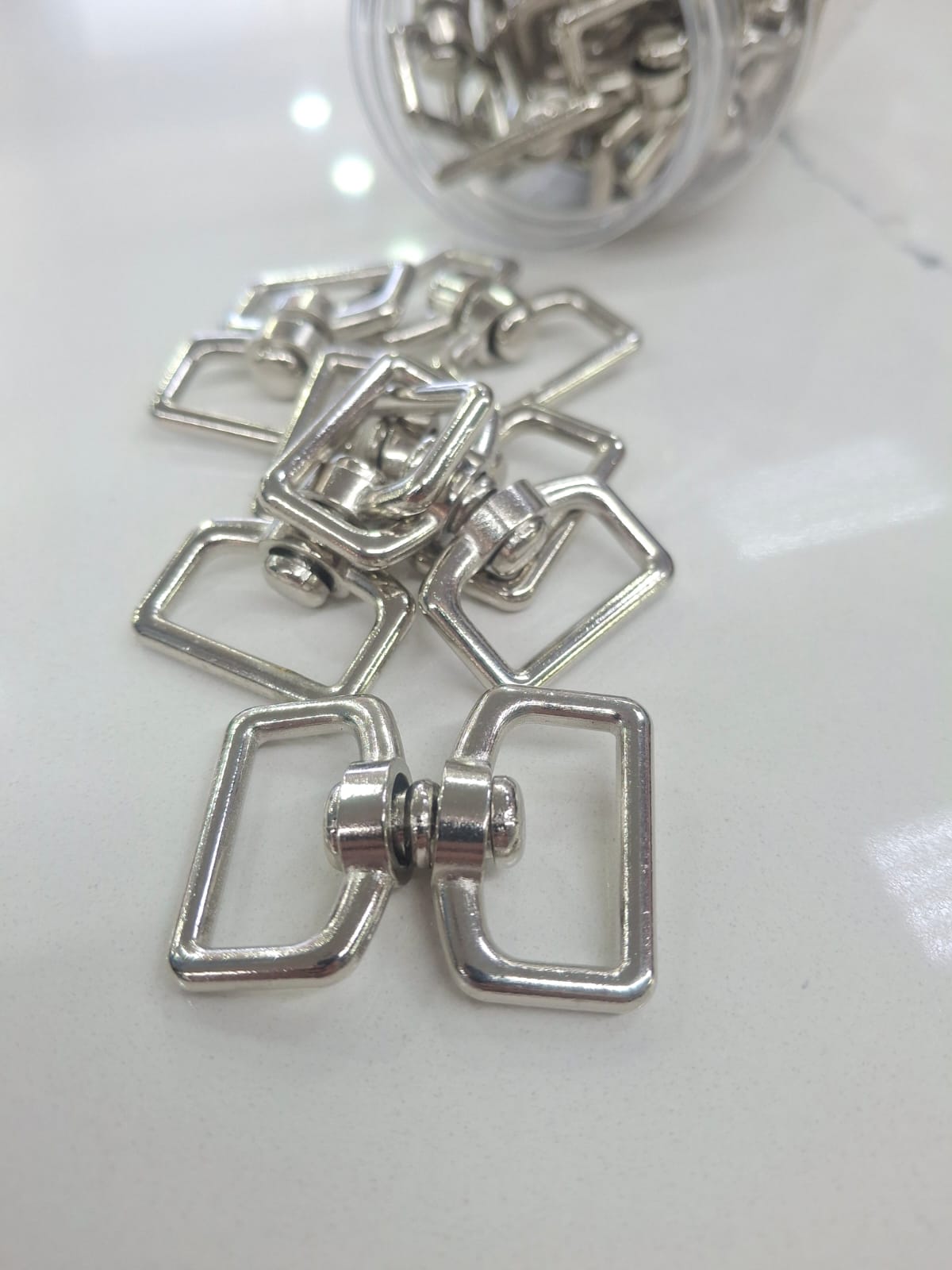 D ring double on swivel silver 25mm