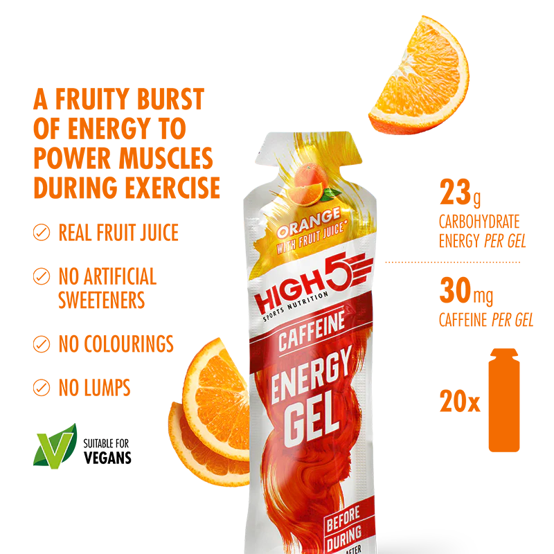 HIGH 5 - ENERGY GEL CAFFEINE - RASPBERRY - 40G GEL - 105990080013GBR