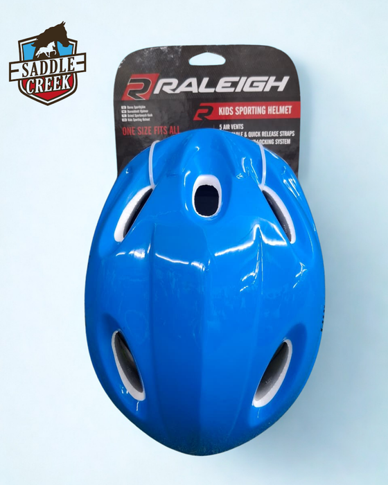 Raleigh Kids Bike Helmet &ndash; Sporting Style &ndash; Blue &ndash; Adjustable Fit