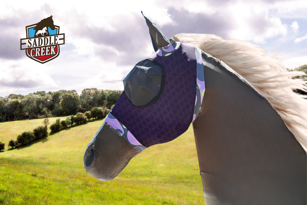 RidePro Fly mask without ear cover in a multi color Lycra fabric