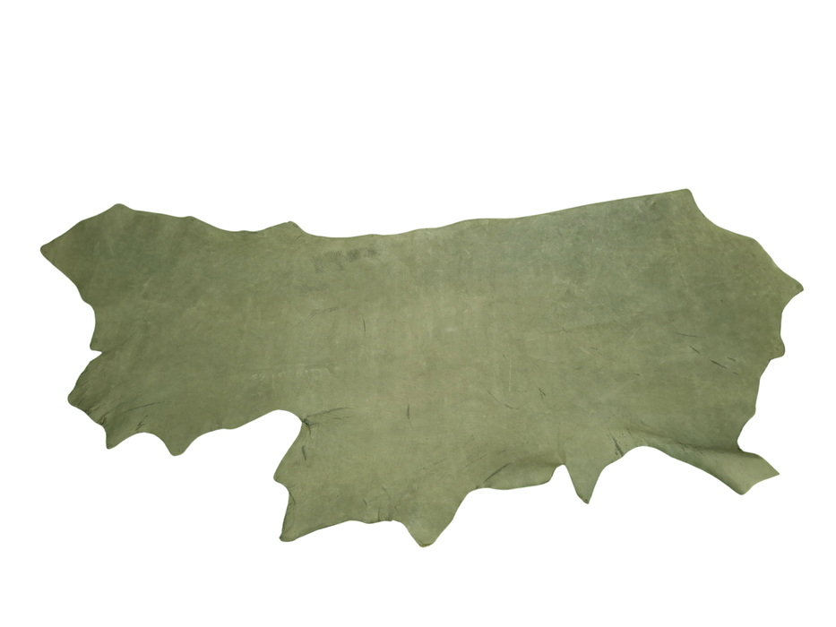 Leather Army Green Chrome/VEG sides –Through Dyed  1.3 – 2 mm Bagging Leather (±185 dm²)
