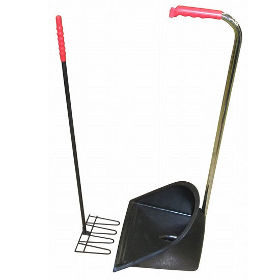 Manure poop scoop red or black handle with fork