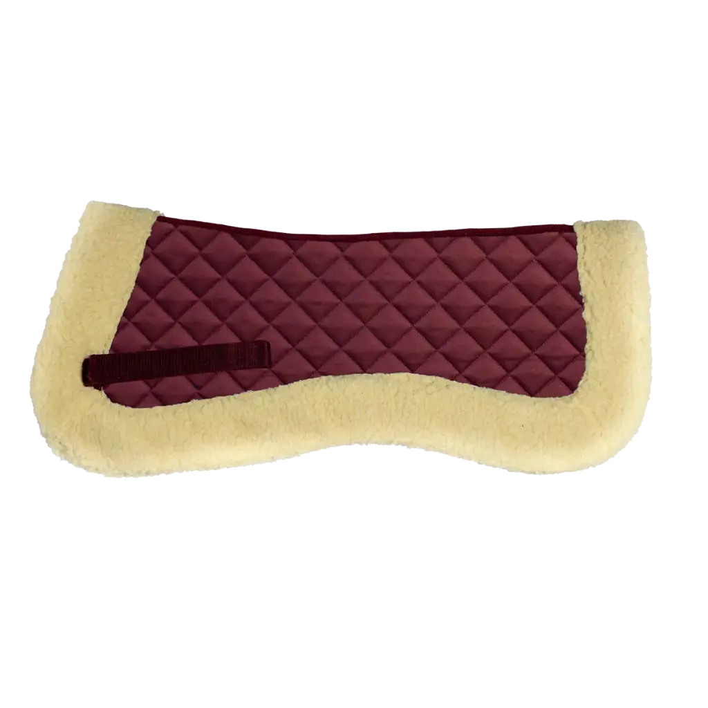 Equistyle half back pad with synthetic fur large size Burgandy