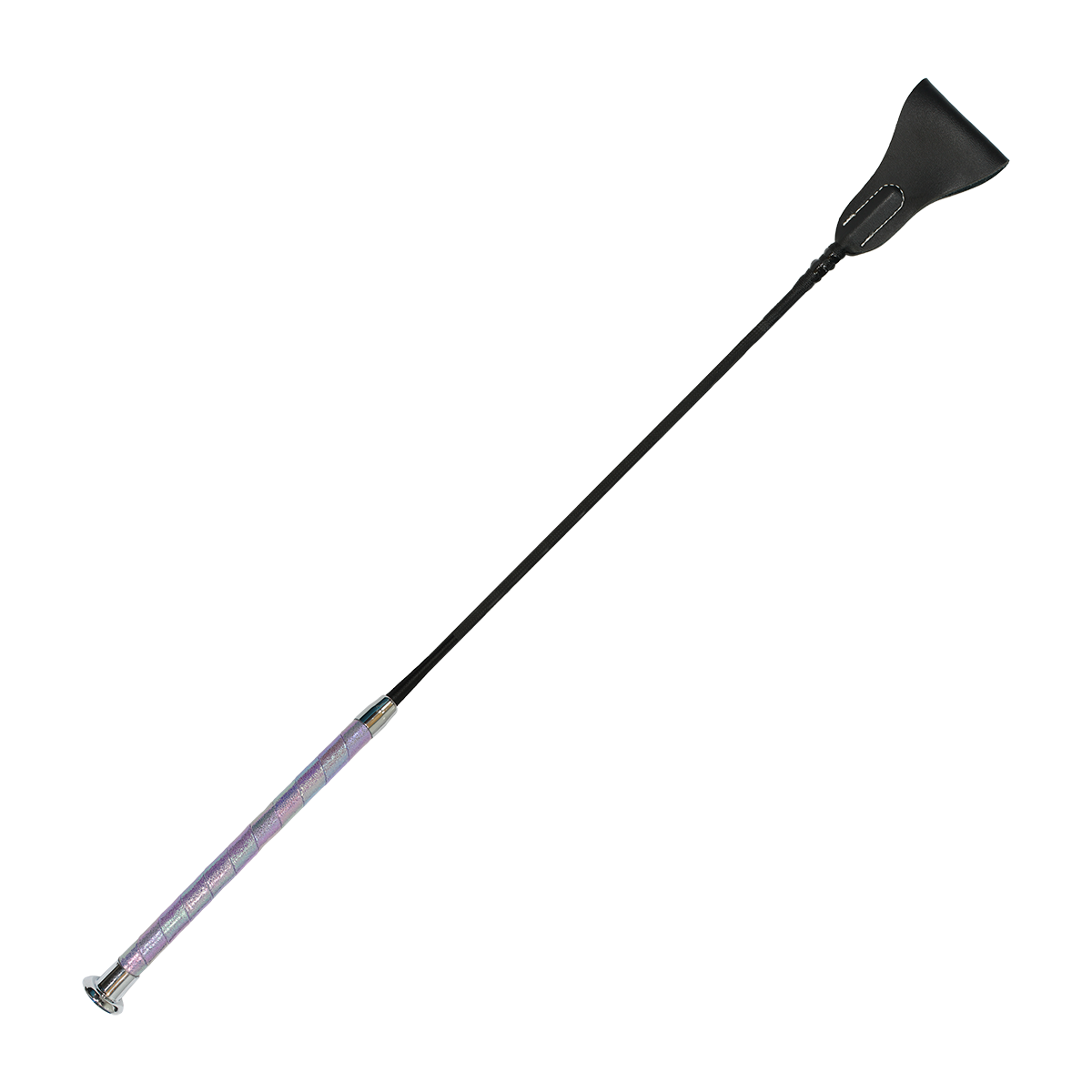 Crop with sparkle handle and silver cap Light Rainbow