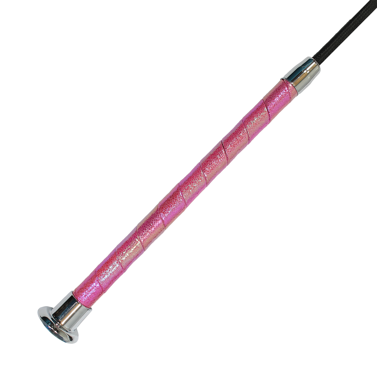 Crop with sparkle handle and silver cap Pink
