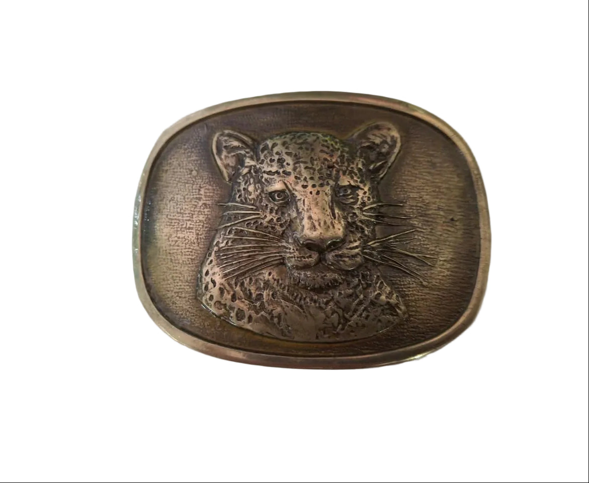 Solid Brass Buckle 40mm Leopard