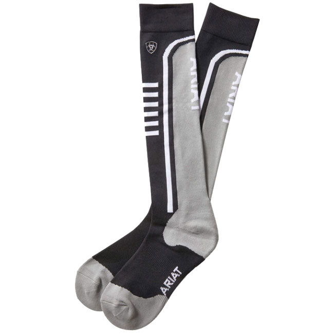 Ariat Tek Slimline Performance Socks Black and Grey