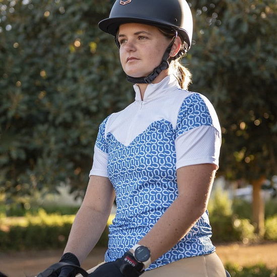 Equileisure Jane Blue|White Short Sleeve Show Shirt