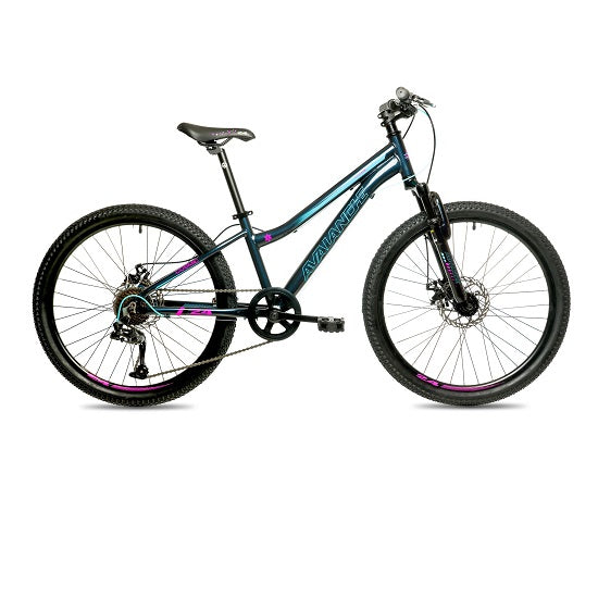 Avalanche cosmic girls 24 inch bike black/teal/pink disc brake