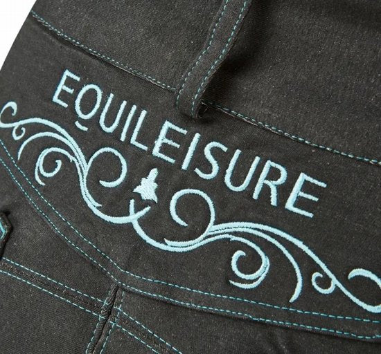 Equileasure knitted denim breeches with turquoise decor