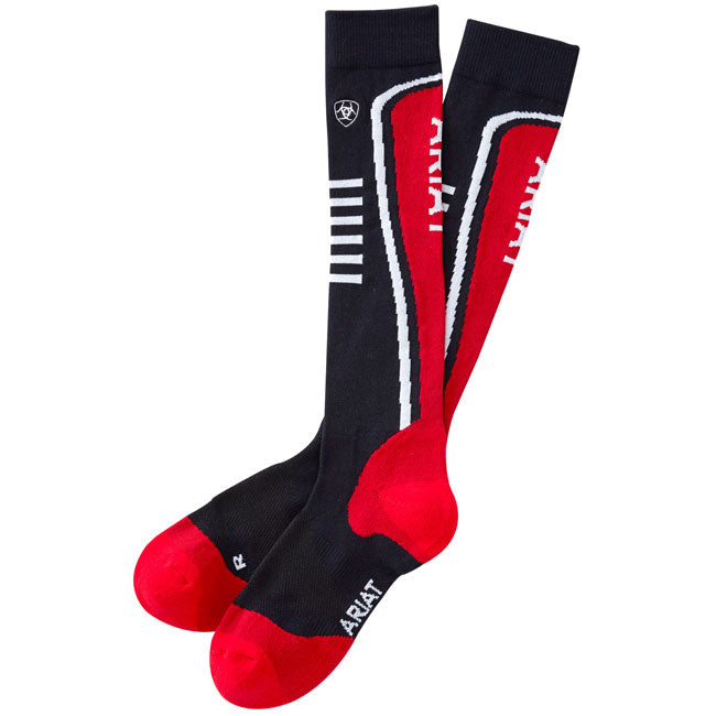 Ariat Tek Slimline Performance Socks Navy and Red