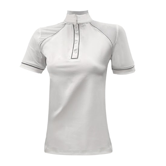 Equileiure serena sport shirt white  grey piping  white collar and sleeve end