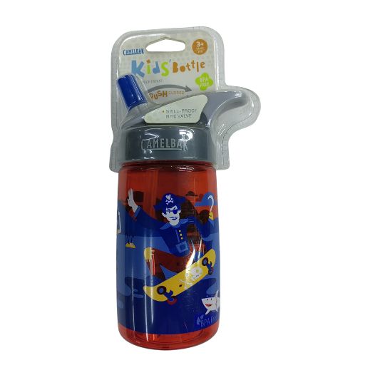 Water Bottle Kids Pirate Spill Proof 400ml Red and Blue