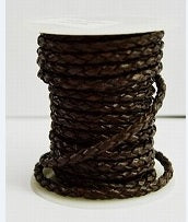 Thonging leather braided black 3.0|4.0mm per roll 10 meters