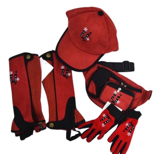 Chaps set cap gloves bag red