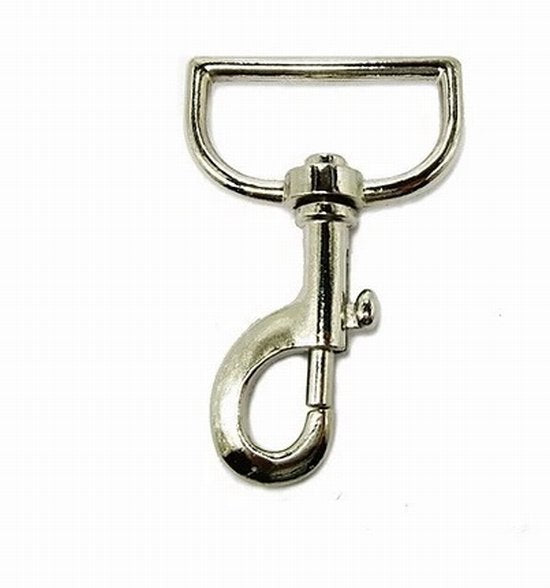 Snap hook d head 38mm nickle plated