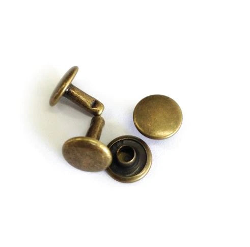Rivet male and female 9mm ant brass double cap per 100